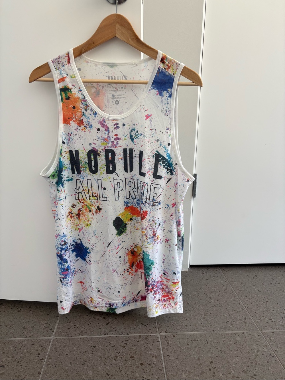 NOBULL White Paint-Splatter Pride Tank Top